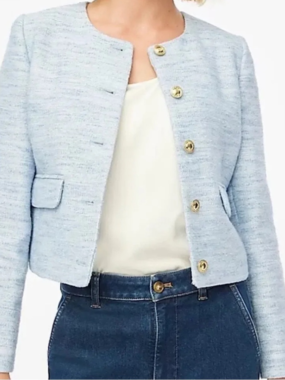 J. CREW•light blue tweed Cecile lady jacket blazer 6 NWOT